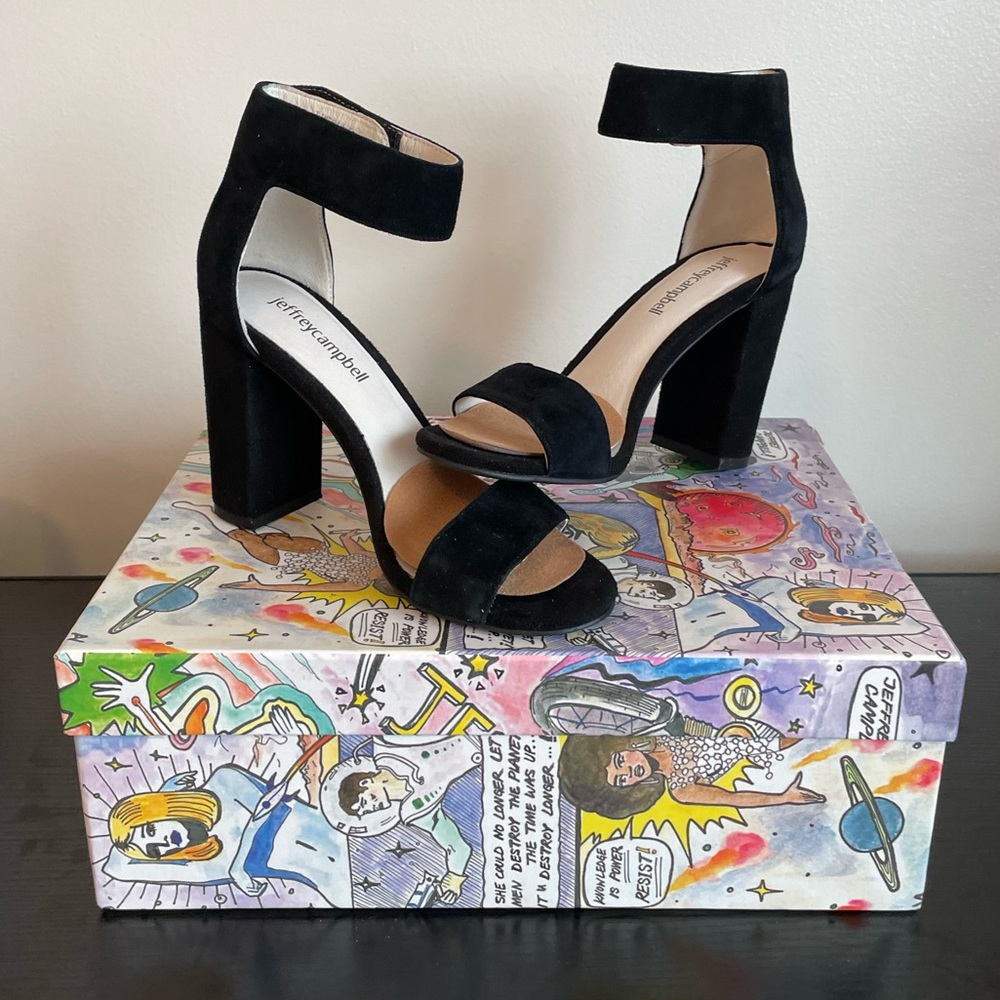 Jeffrey Campbell Black Suede Lindsay Sandal Heel